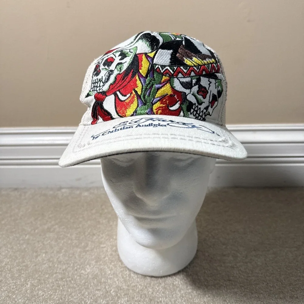 Don Ed Hardy Christian Audigier Embroidered Skulls Sombrero Snapback Trucker Hat
